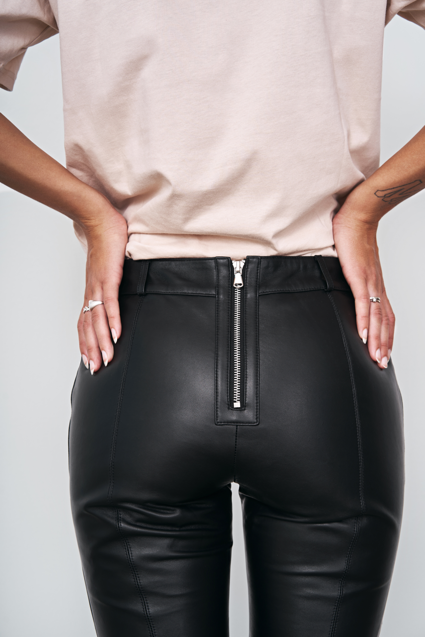 Kendall Leather Flare Pants Black - Sample