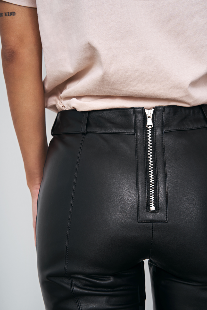 Kendall Leather Flare Pants Black - Sample