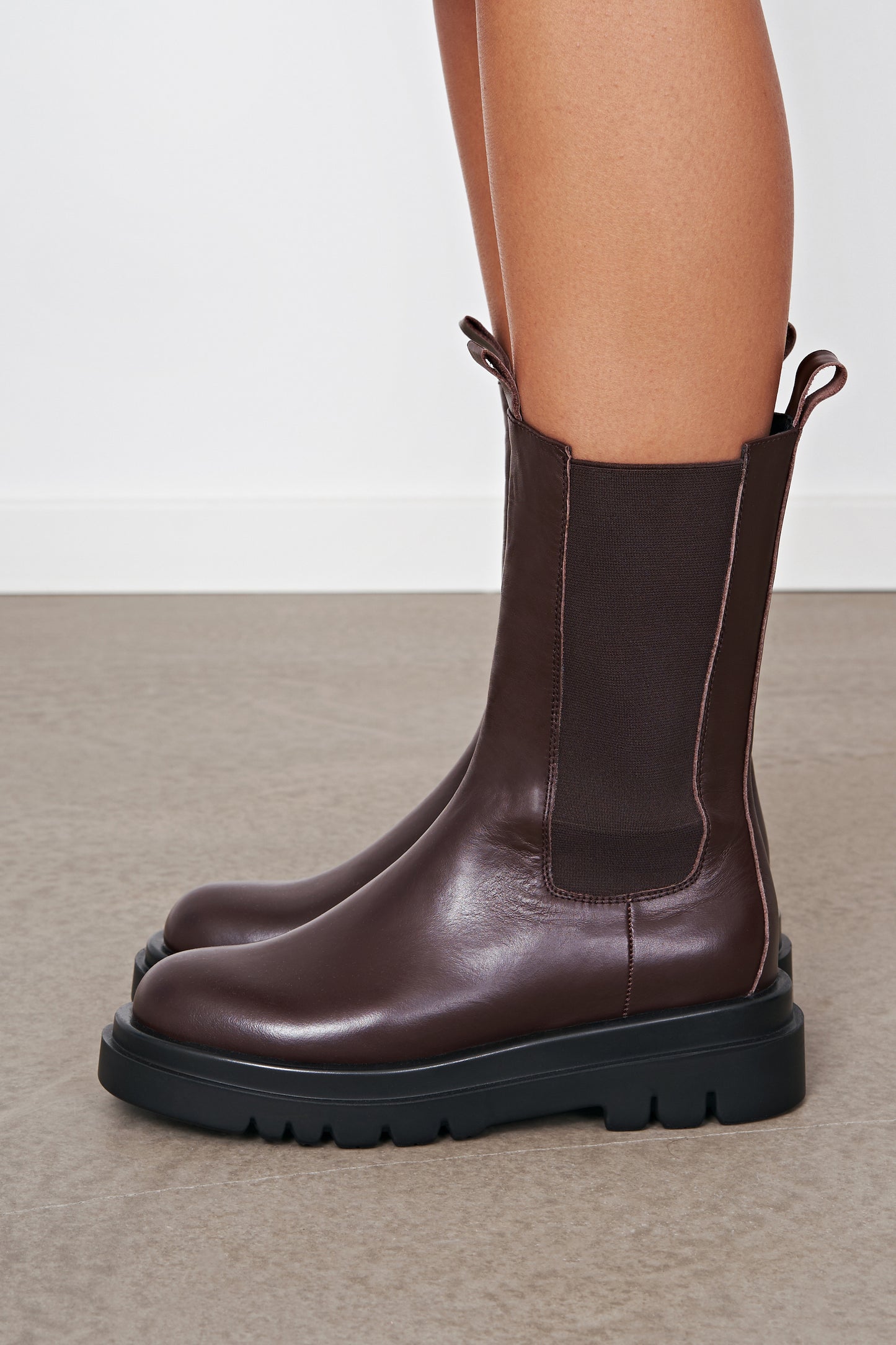 Kimora Leather Boots Dark Brown