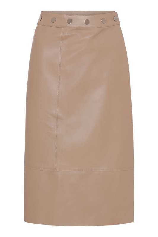 Yuma Leather Skirt Beige