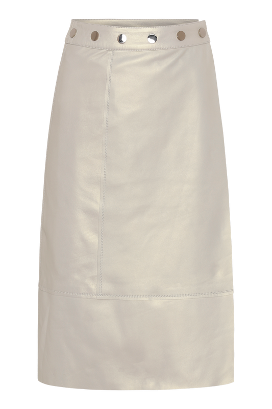 Yuma Leather Skirt Cream White