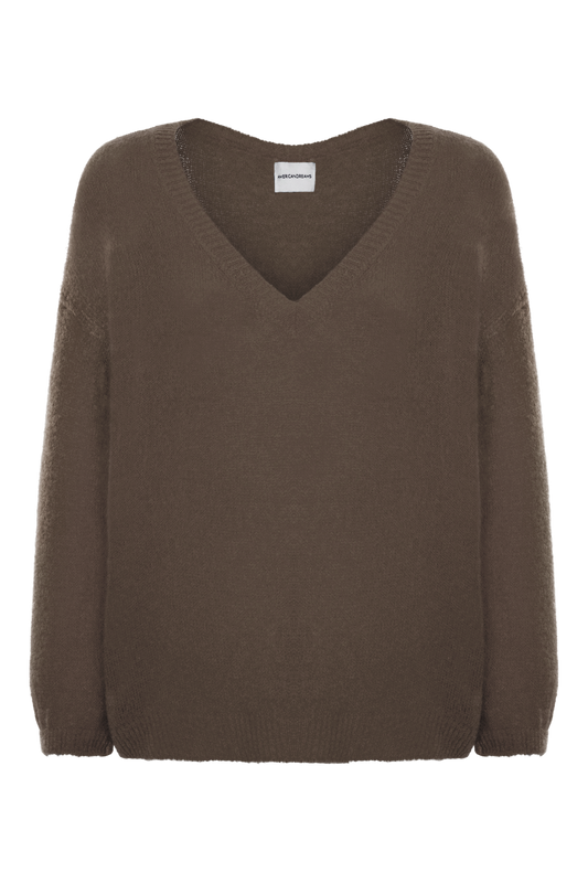 Silja V Neck Knit Dark Brown
