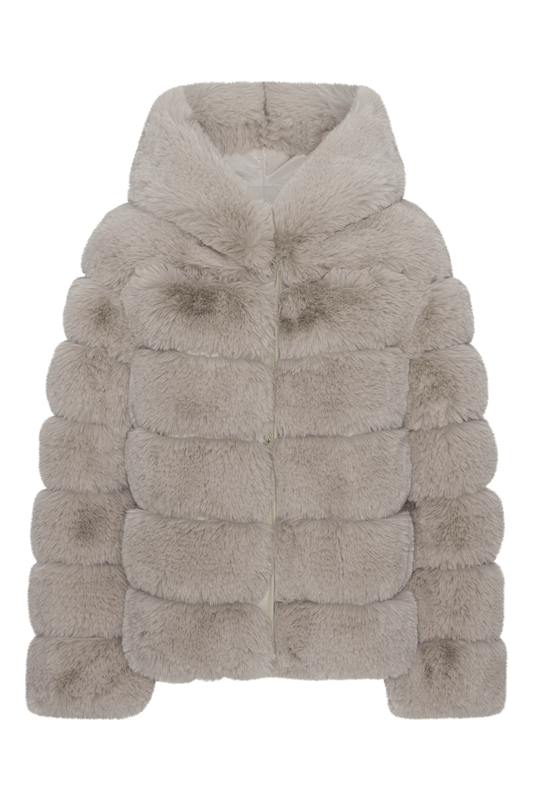 Blake Short Faux Fur Jacket Beige