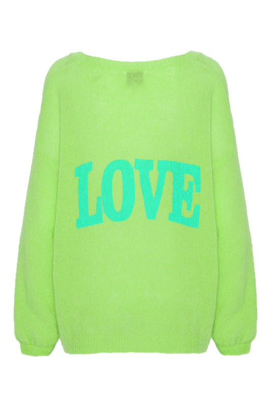 Silja Back Letters Lime Green W/ Turquoise Letters (LOVE)