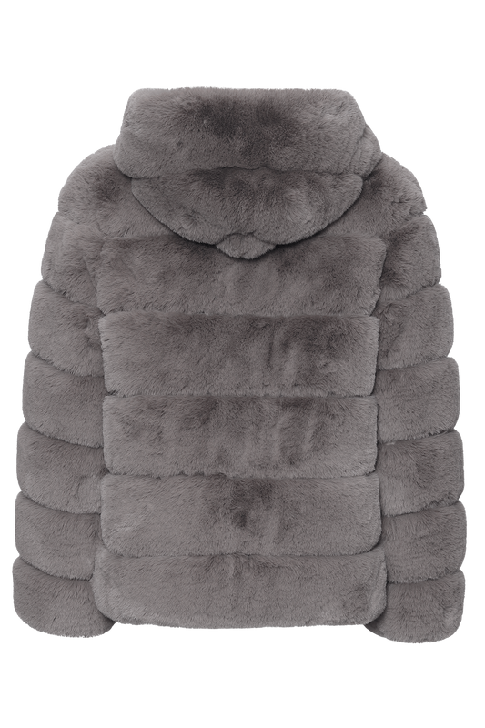 Blake Short Faux Fur Jacket Dark Grey