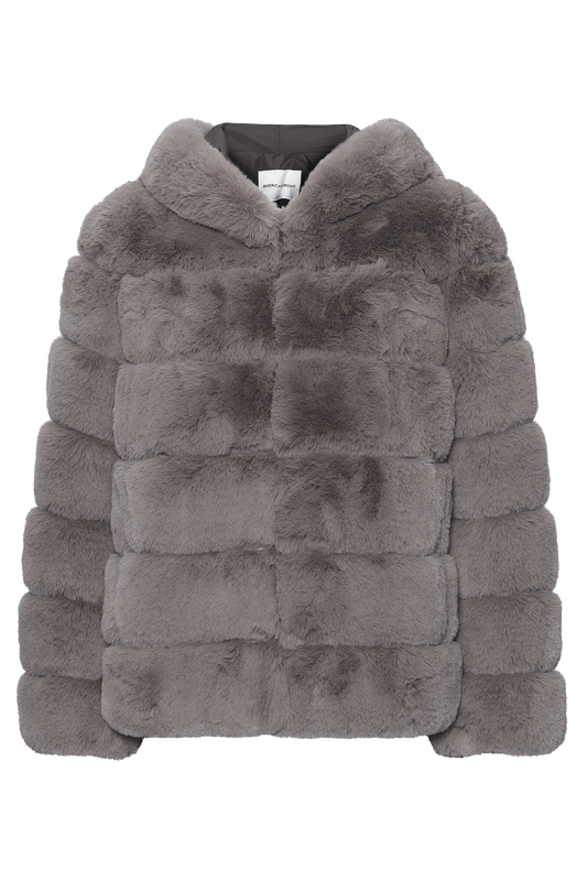 Blake Short Faux Fur Jacket Dark Grey