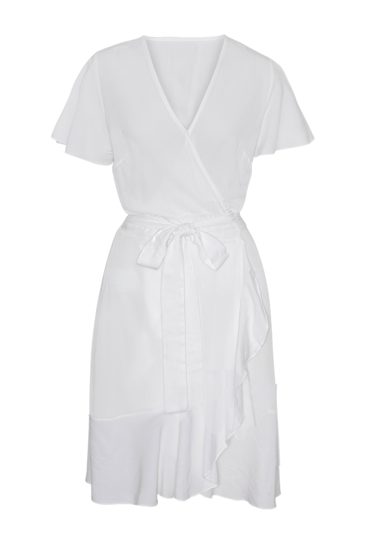Milly Wrap Dress Short Solid White
