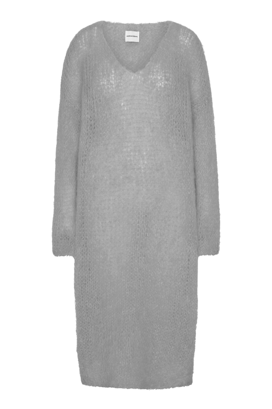 Camilla V Neck Mohair Dress Grey