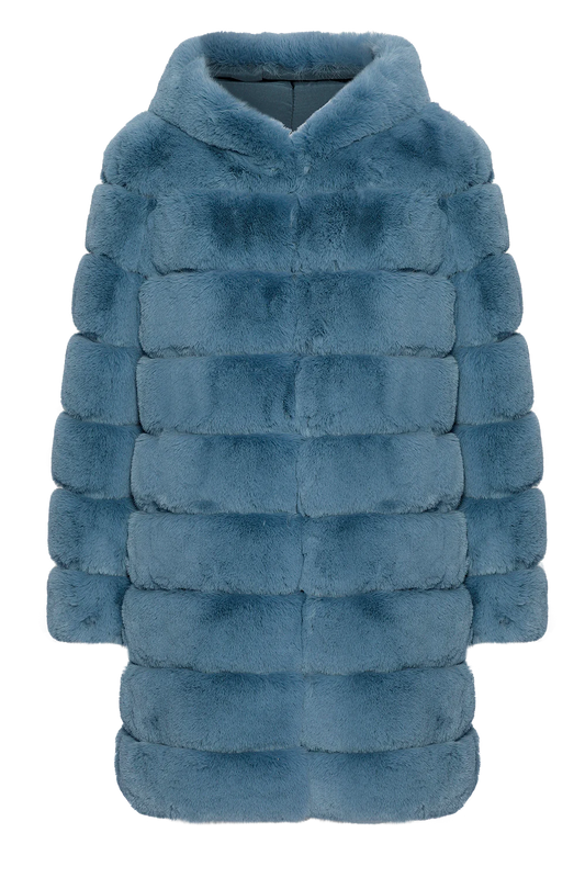 Blake Faux Fur Coat Long Teal Blue