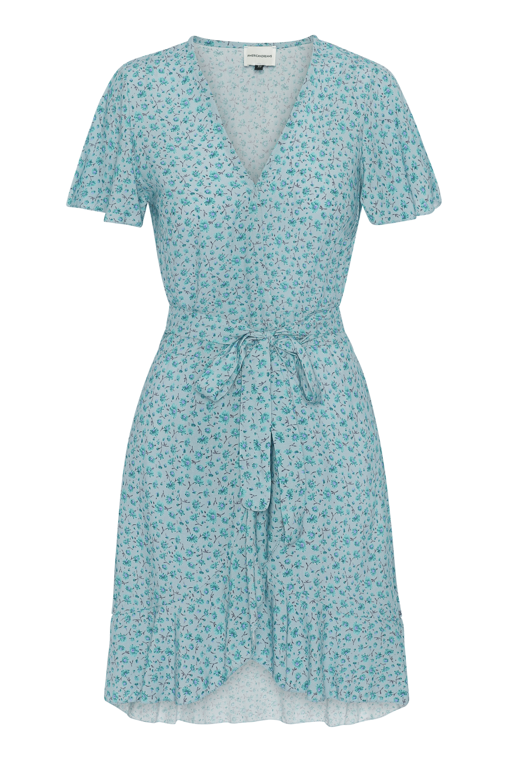 Milly Wrap Dress Short Turquoise Flower