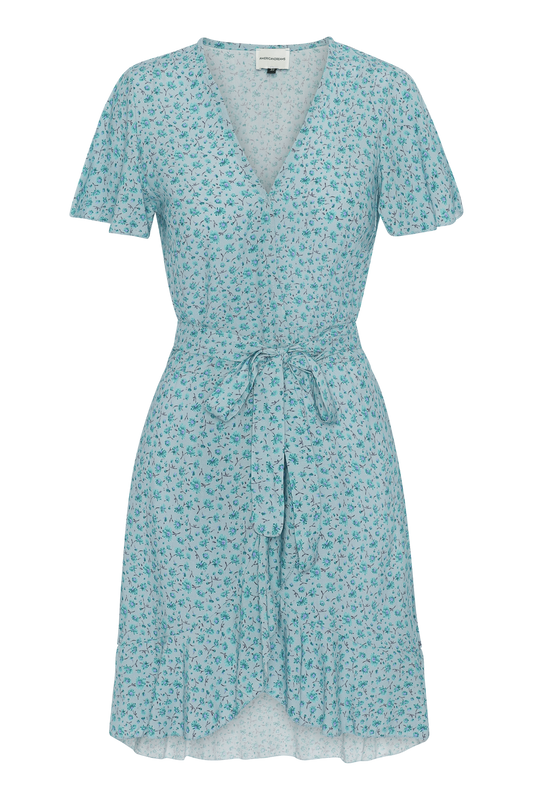 Milly Wrap Dress Short Turquoise Flower